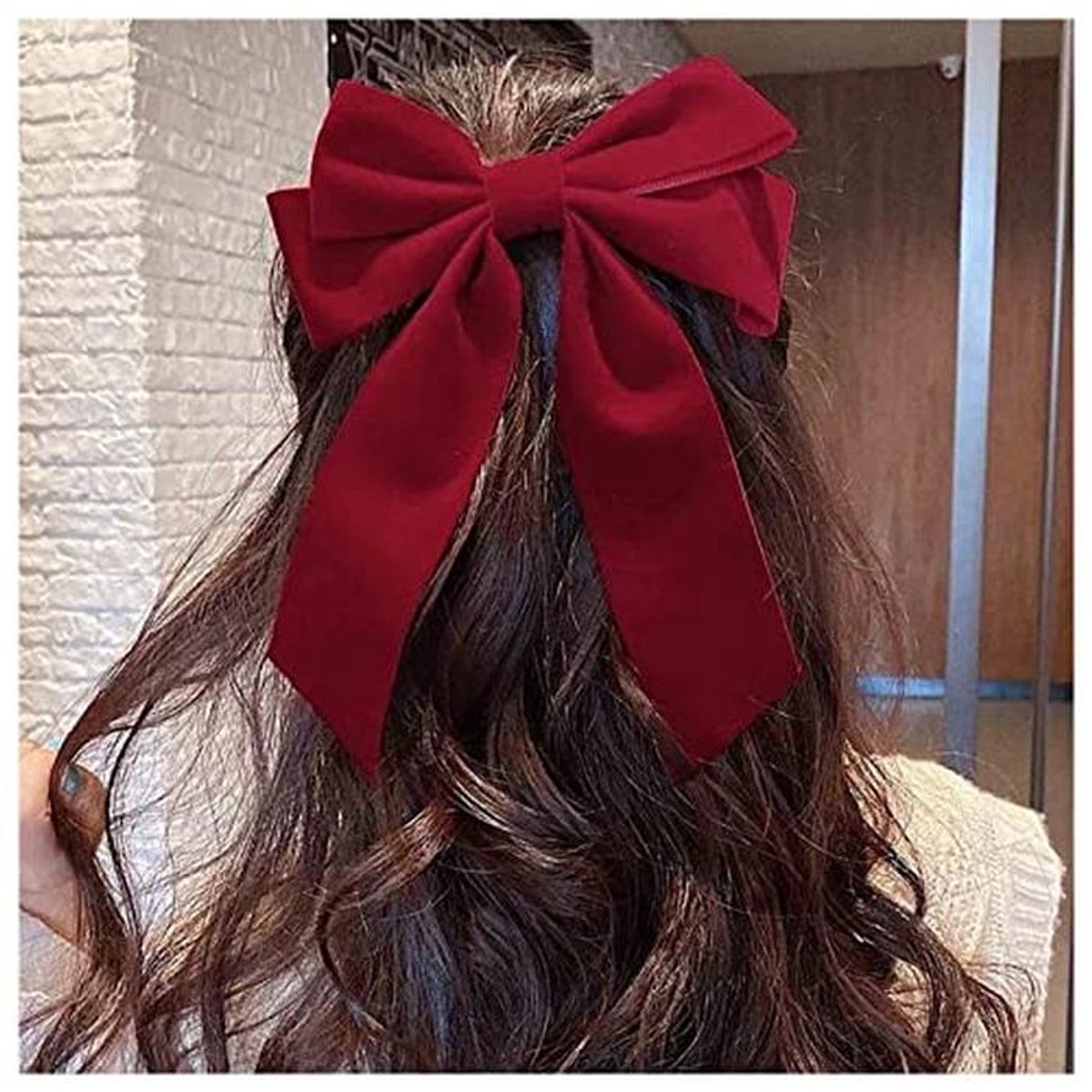 Fluwelen haarstrik met lange staart voor vrouwen en meisjes - Haaraccessoires in rood