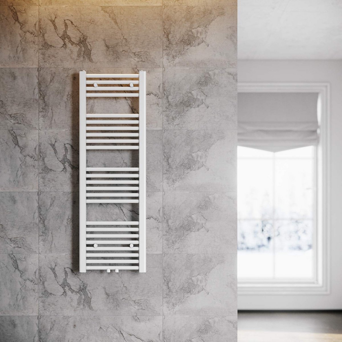 Design Handdoekradiator Wit 1200x400 mm - Luxe Badkamer Verwarming met Centrale Aansluiting