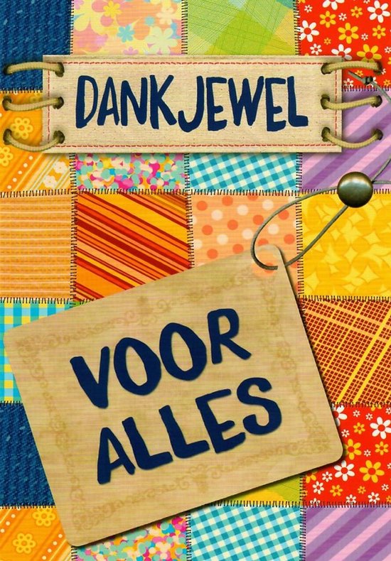 Bedankt voor alles! Een bijzondere kaart met een afbeelding van leuke patronen in verschillende kleuren. Een leuke kaart om zo te geven of om bij een cadeau te voegen. Een dubbele wenskaart inclusief envelop en in folie verpakt.