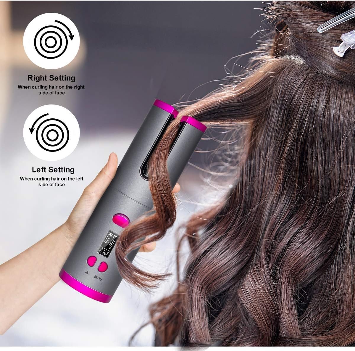 Automatische krultang, draadloos, oplaadbaar, USB, - afbeelding 2