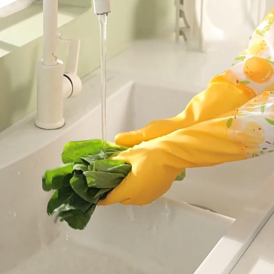 WATUNID 3 paar huishoudelijke handschoenen, lange rubberen handschoenen, herbruikbare reinigingshandschoenen, waterdichte keukenhandschoenen voor afwassen, wassen, badkamer, auto (middelgrote maat