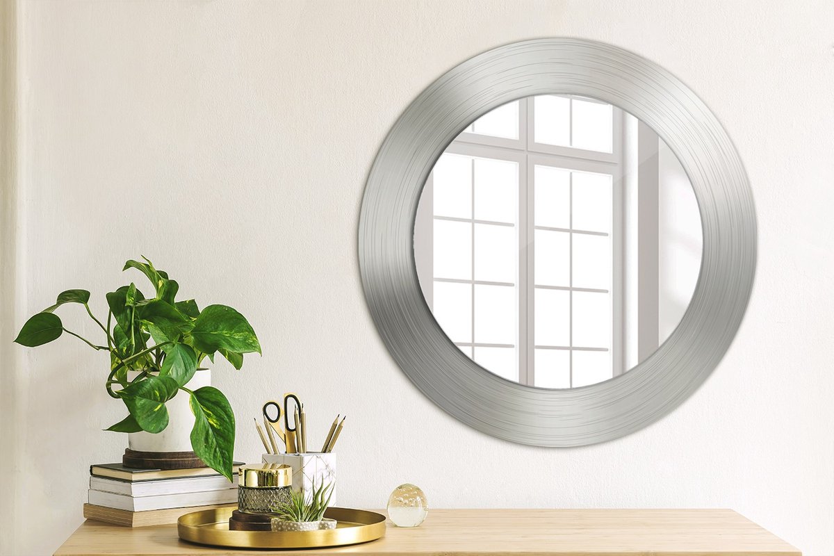 Coloray Bedrukte Spiegel - Imitatiemetaal Spiegel Met Bedrukte Lijst - 50 cm - Zilver Bedrukte Spiegel - Spiegel Met Bedrukte Lijst - Spiegel Met Decoratie - Spiegel Lijst Met Print