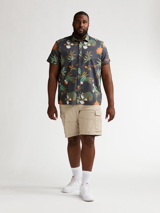 Petrol Industries - Heren Plus Size overhemd met all-over print Nomad - Zwart - Maat 4XL