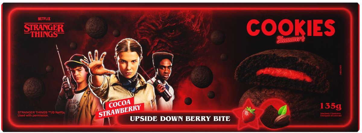 Yummers Stranger Things Upside Down Berry Bite cookies 135g