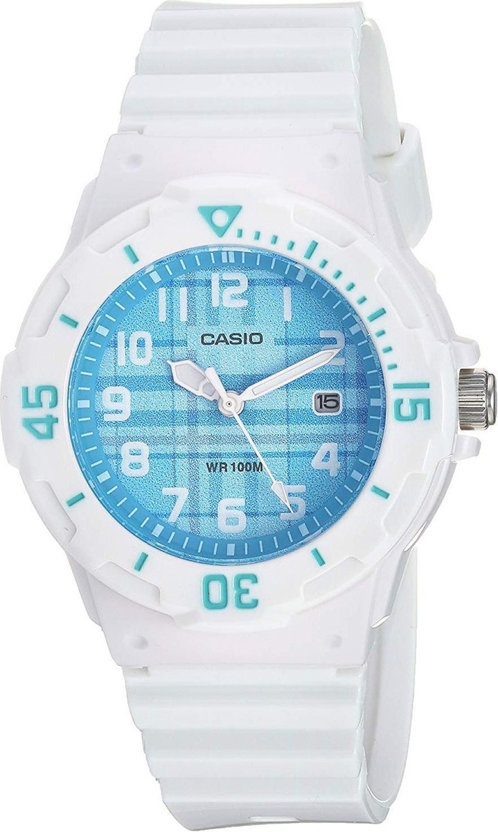 Casio LRW-200H-2CVCF - Polshorloge wit en blauw/vichy