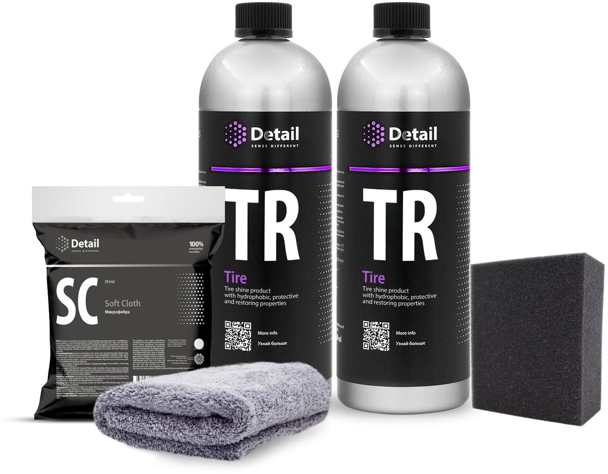 Detail Car Care - Banden Glans Set – 2 × TR Tire Shine 1L - Inclusief Bandenapplicator Spons & Microvezeldoek