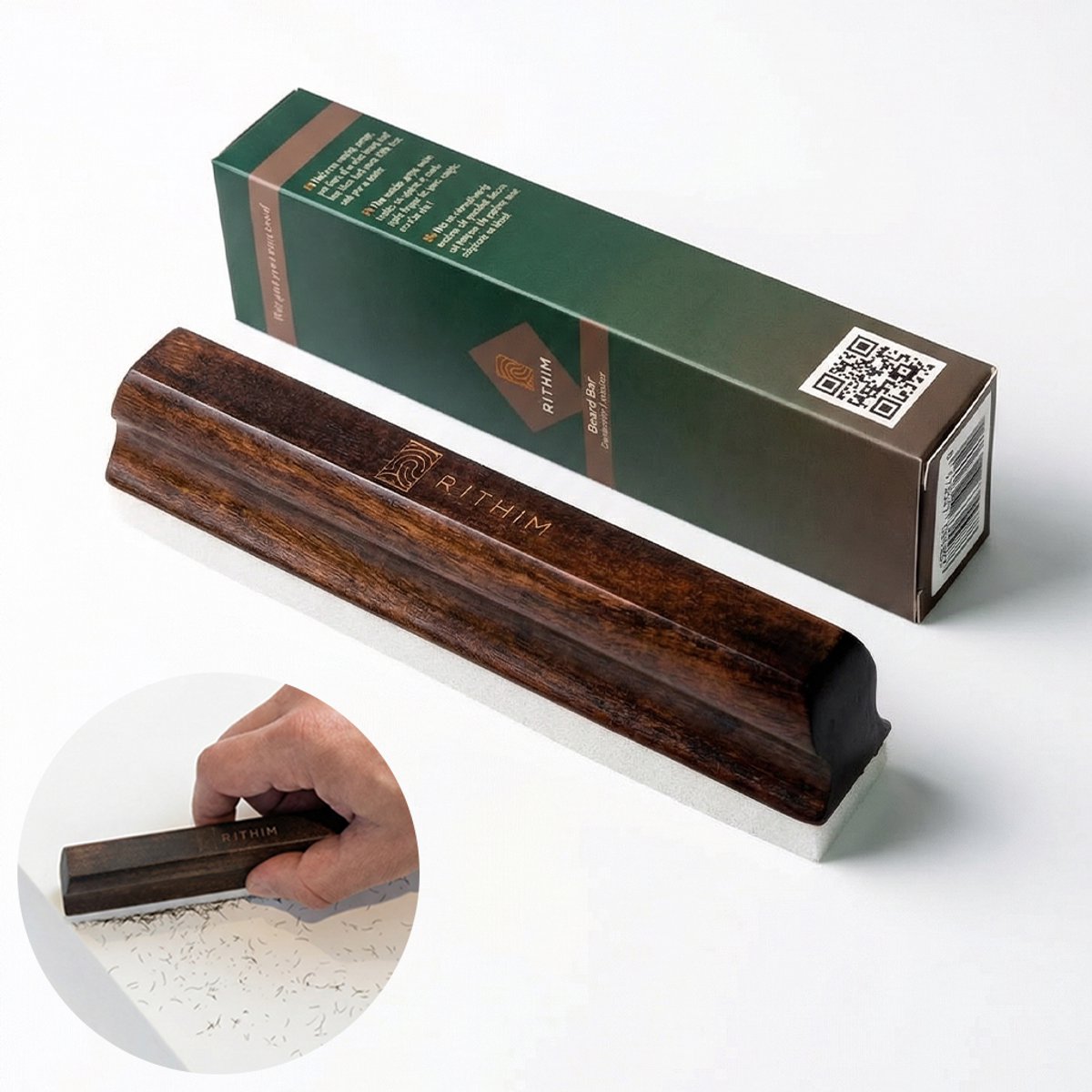 Rithim® Baardbar van kersenhout - Na gebruik baardtrimmer of scheren - Cadeau voor hem - baard set - Badkamer accessoires