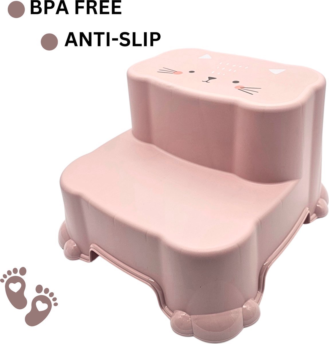 Opstapje Kinderen - Kindertrapje - 2 Treden - WC/Toilet krukje of opstapje - Roos