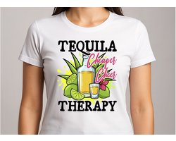 Tequila Cheaper Cheer Therapy - T Shirt - T Shirt - Funny - Sarcasm - VrolijkKerstfeest - Kerstmis - Grappig - Sarcasme - Gift - Cadeau - GoodVibes - Vibes