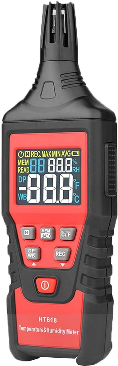 Digitale Hygrometer Thermometer voor Binnen en Buiten met Dauwpunt en Gegevensopslag