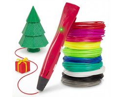 3D&Print 3D Pen Starterspakket XXL - Teken in de Lucht - 5x Sjablonen en 10x PLA Filament van 1.75 mm - Tekenset - Leren Tekenen - DIY Knutselen - Speelgoed - 3D Printer - Cadeau voor Jongens en Meisjes - 3D-Pennen Navullingen - 14+ Jaar - Rood