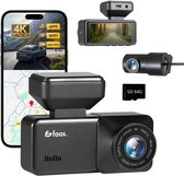 Faas dashcam met 4K ultra HD, GPS, WiFi, Nachtzicht. Camera, 64GB SD-kaart en telefoon met app.