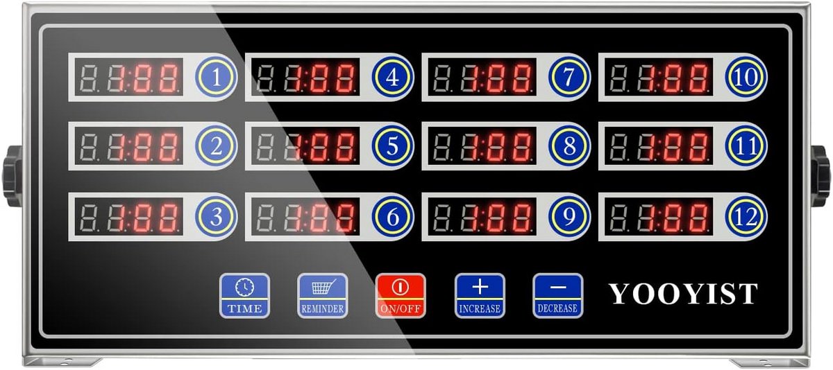 Digitale Keukentimer RVS - 12 Kanaals Professionele Kookwekker op Netstroom