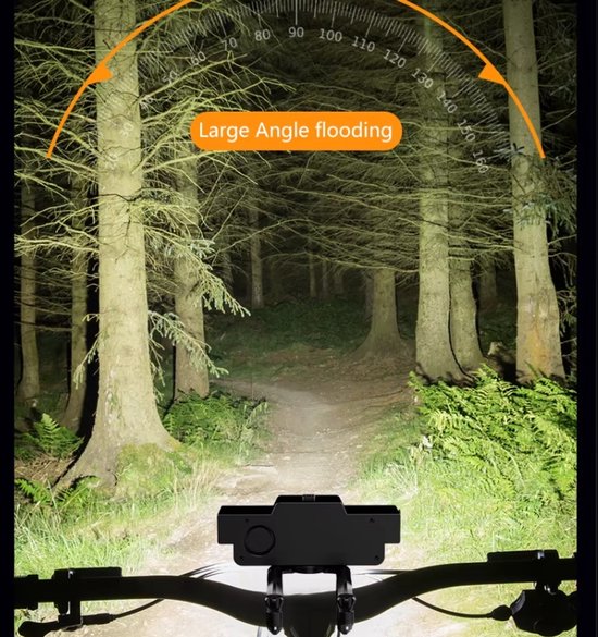 9 LED Fiets Koplamp Oplaadbare MTB Lamp Type-C - Fietslamp met Digitale Weergave en 7 Lichtmodi voor Nachtveiligheid — afbeelding 4