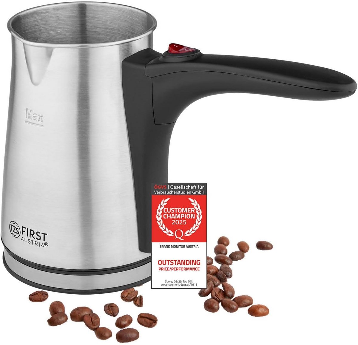 Elektrisch Turks Koffiezetapparaat RVS - 800W - 350ml - Ook als Waterkoker te Gebruiken