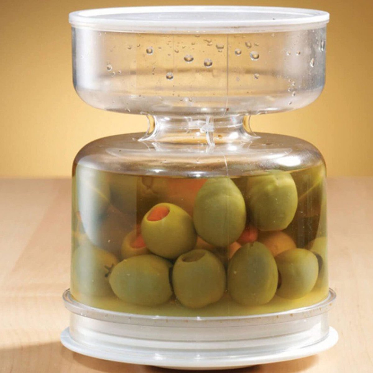 Augurkpot, Olijven en Augurk Zandloperpot Gescheiden van Nat en Droog Augurkscheider Flip Jar Nat-Droog Dispenser