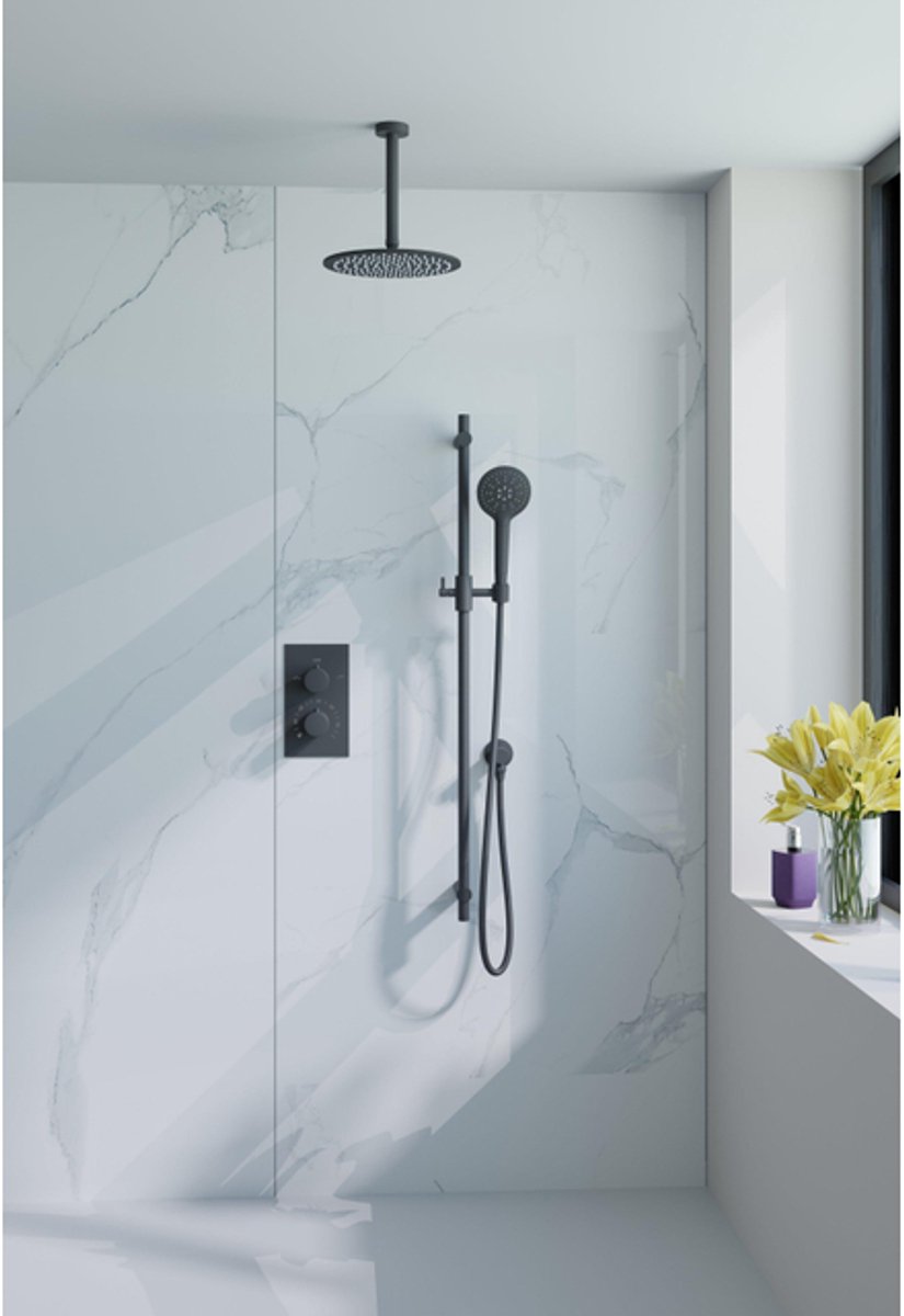 FugaFlow Eccelente Acces Inbouw Regendoucheset - thermostatisch - plafondarm - glijstang -