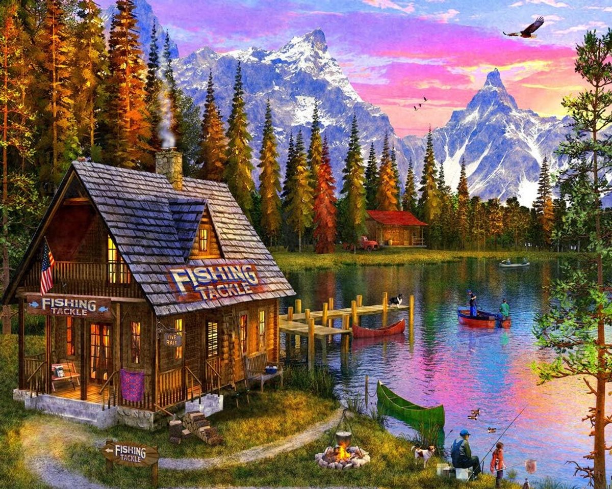 Puzzel 1000 Stukken Vistocht Huisje Puzzel voor Volwassenen en Kinderen