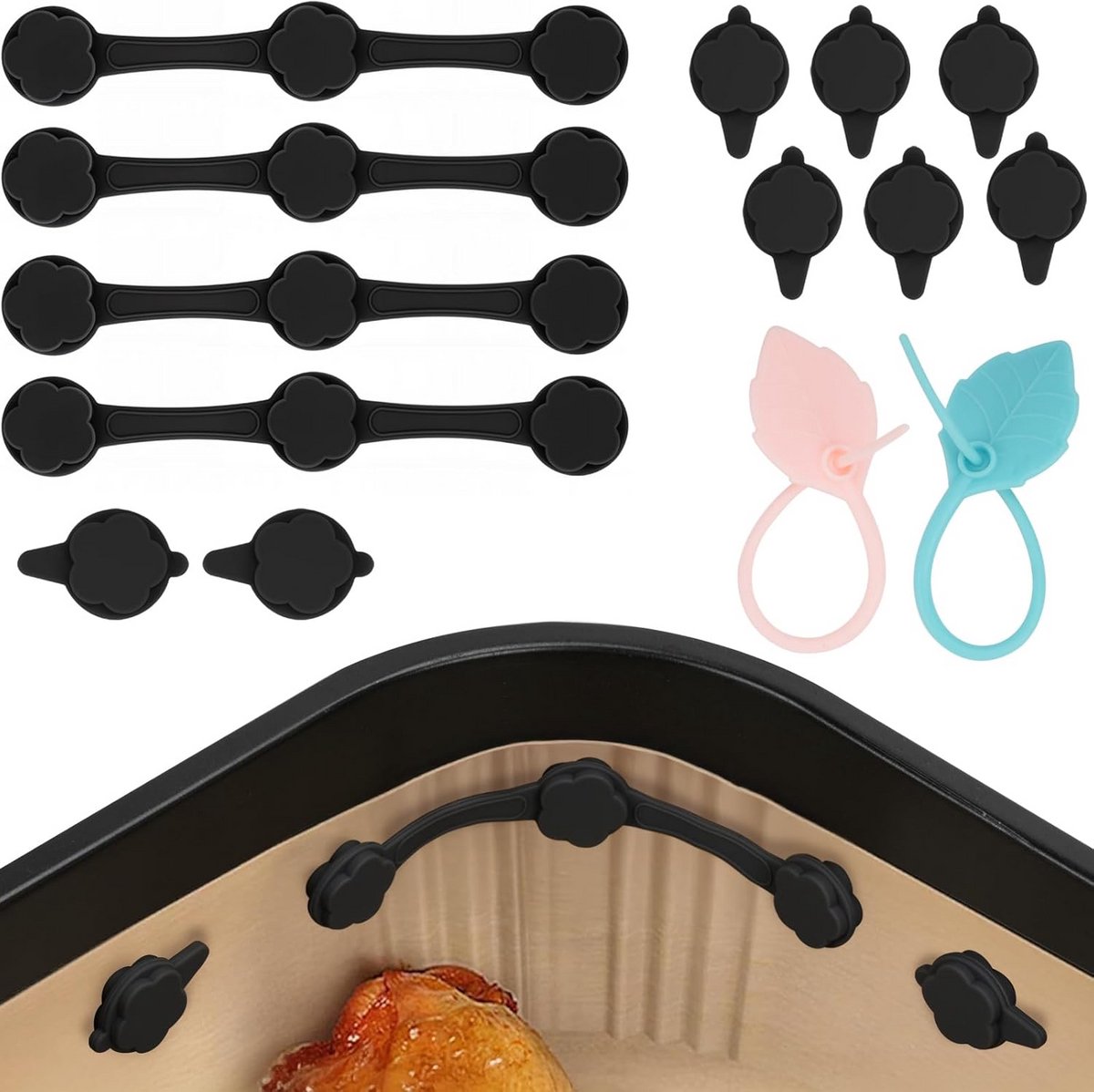 Magnetische Siliconen Houders voor Bakpapier in Airfryer (12 stuks)