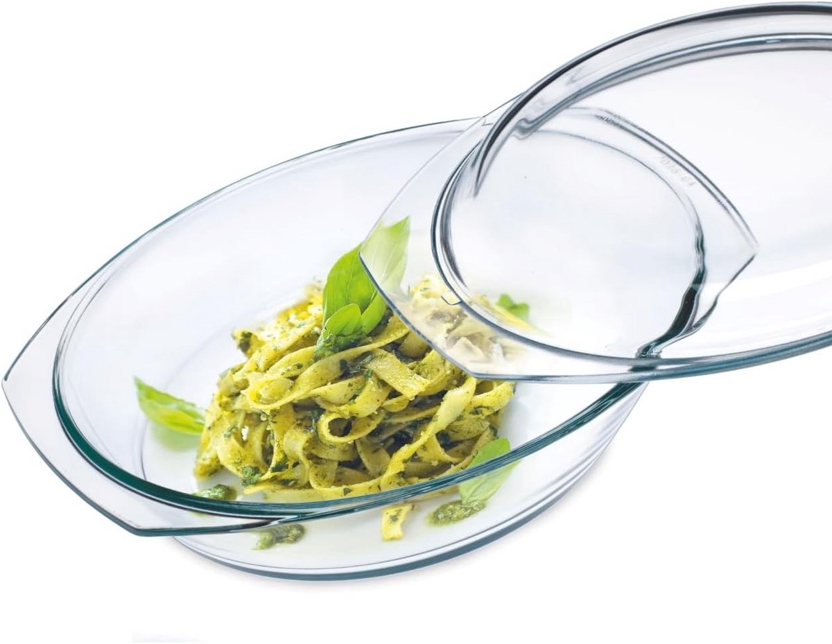 Ovale Ovenschaal met Glazen Deksel - 3L + 1.4L - Hittebestendig Borosilicaatglas