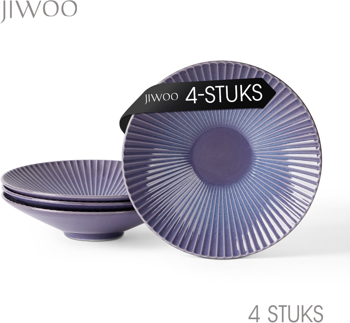 Dinerborden set van 4 borden (Ø24,8cm / 10 inch) , Pastaborden, Ontbijtborden, eetborden in hoedvormig design, serviesset 4 persoons, Geschikt voor Restaurants, Horeca, Familiefeesten, Banketten en Picknicks, Magnetron-vaatwasserbestendig, Keramiek