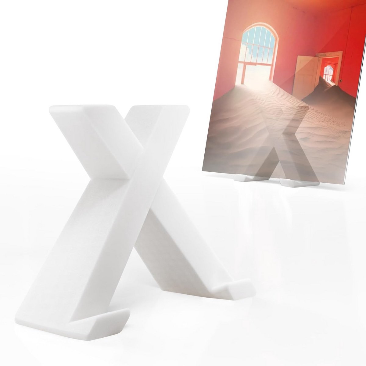 X-Vormige LP Vinyl Standaard Tafelhouder Minimalistisch voor Platenhoezen Wit/Zwart