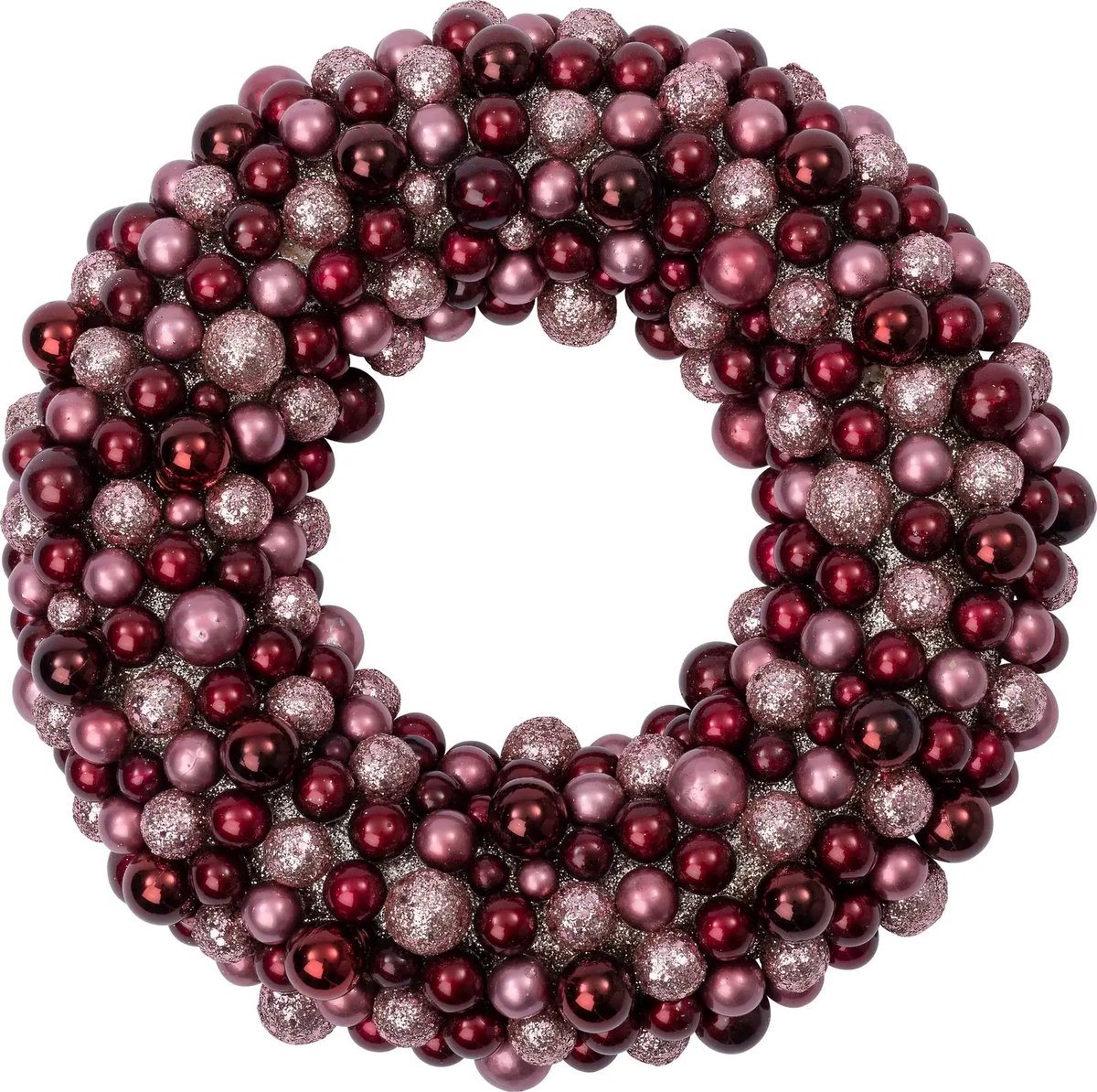Kerstkrans Kerstballen | Kerst kleuren | Roze - mauve | D33 x H6 cm