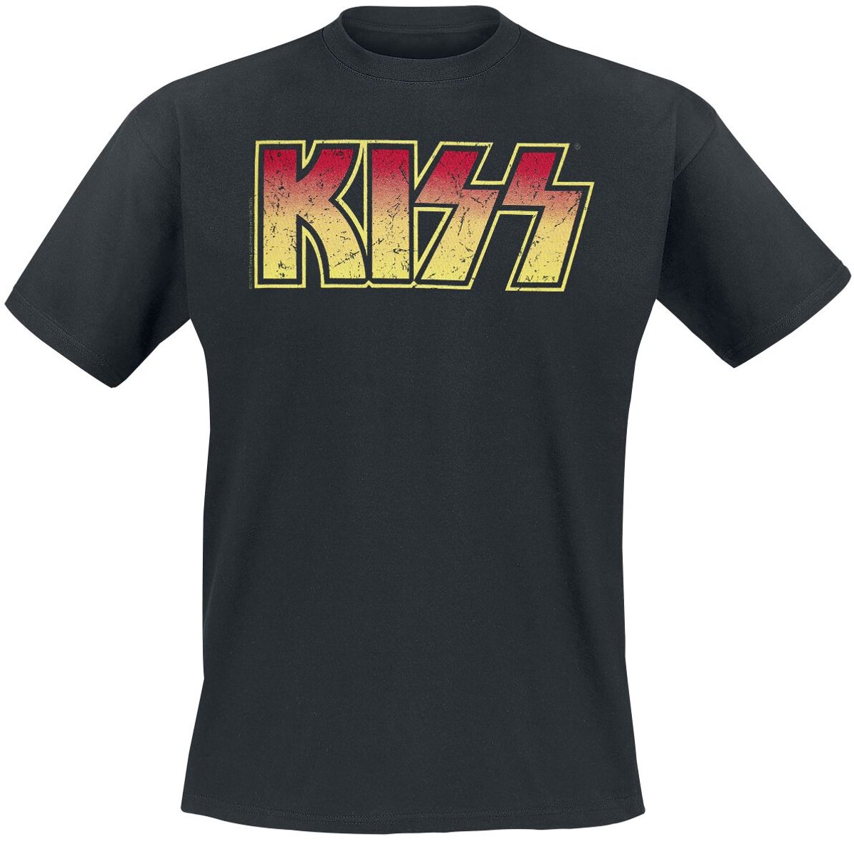 Kiss Distressed Logo Heren T-shirt - zwart - S