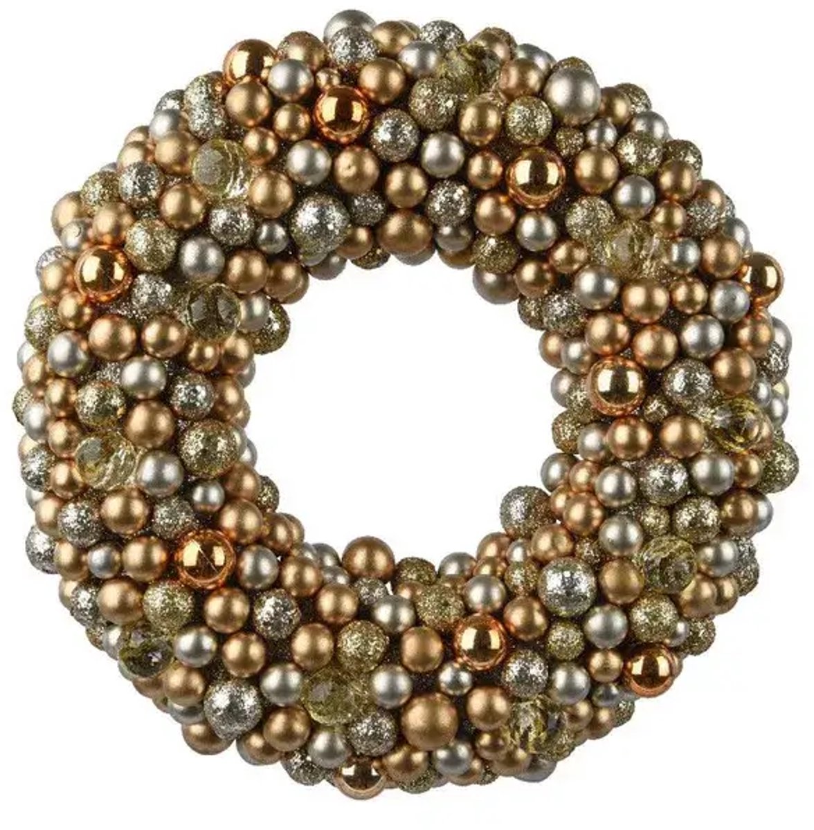 Kerstkrans Kerstballen | Kerst kleuren | Goud glans met mat | D33 x H6 cm