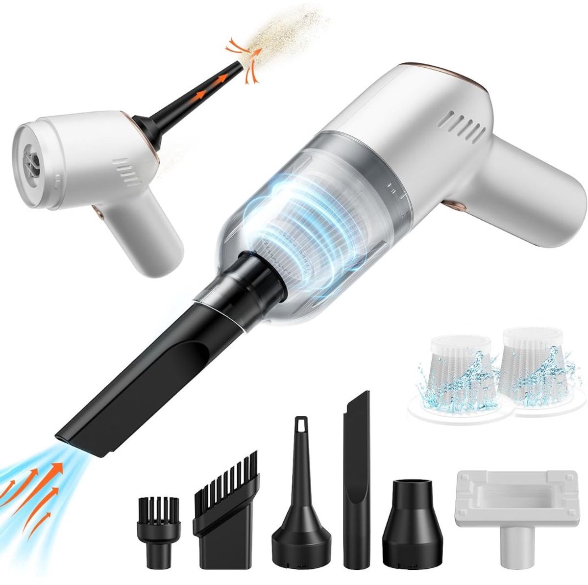 SNJY® Kruimeldief Snoerloos - Handstofzuiger Draadloos - Draadloze Stofzuiger - 12V - Wit