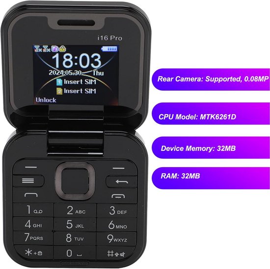 PUSOKEI Teléfonos Celulares Para Personas Mayores 2G GSM, Teléfono Móvil Desbloqueado Con Doble Sim De 1 8 Pulgadas Almacenamiento De 32 Mb Y 32