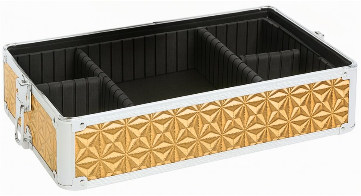 Guardian Beauty Make-up Train Case - 35cm Lengte - Goud - Met Verstelbare Verdelers - Cosmetica Organizer - Schoonheidsgeval