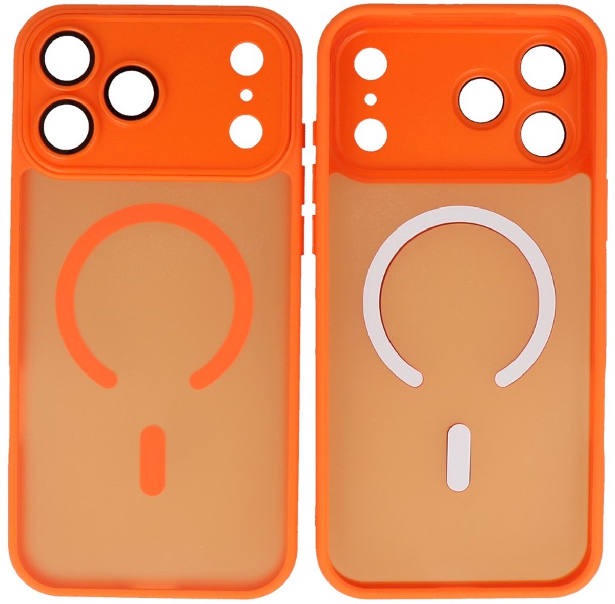 MagSafe Hoesje Geschikt voor iPhone 17 Pro Max - Mat-Transparent met Camera Beschermer Case - Oranje