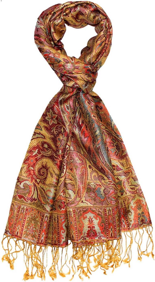 Luxe Heren Sjaal Gemaakt van 100% Zijde - Grote Jacquard Geweven Sjaal 70x190 cm - Paisley Patroon