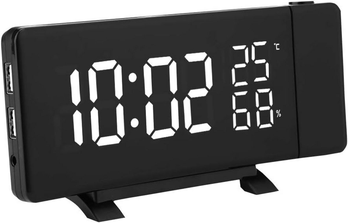 Digitale LED Wekker met Kleuren Projectie, FM-radio en Binnenklimaatweergave