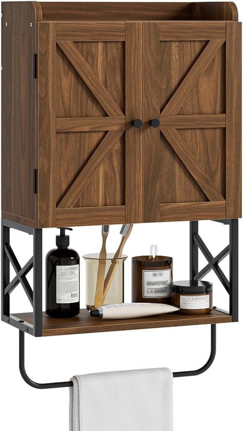 VASAGLE BBC320P36 Badkamerwandkast met verstelbare planken, duifgrijs, 18 x 60 x 60 cm