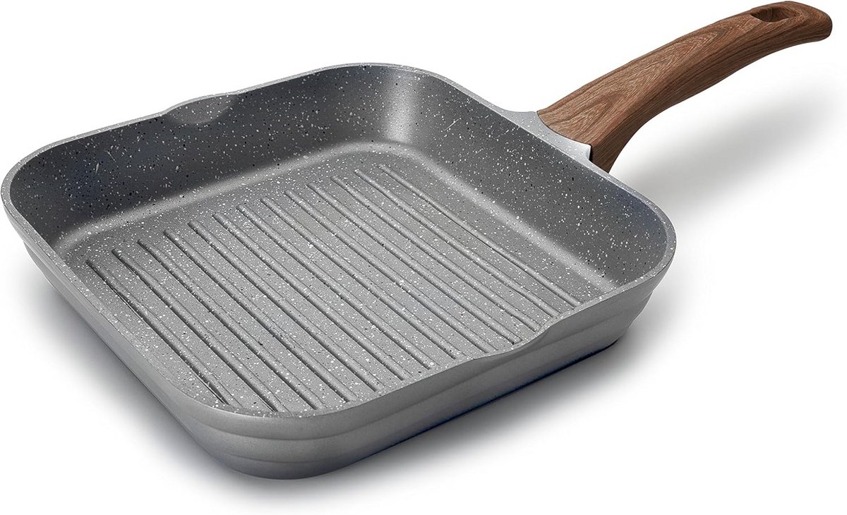 Vierkante Grillpan 24 cm - Gegoten Aluminium met Titanium Anti-Aanbaklaag