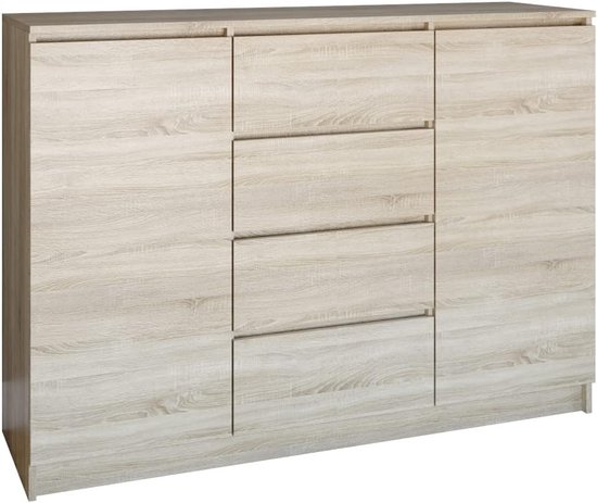 Buffet Salon Elégant, Meuble d'entrée 4 Portes 3 Tiroirs Armoire de