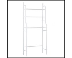 Wasmachine rek 68x25x155 cm – badkameropberger – multifunctionele 3-laagse opslag – perforatievrij – huishoudelijk rek – wit – stabiel en ruimtebesparend