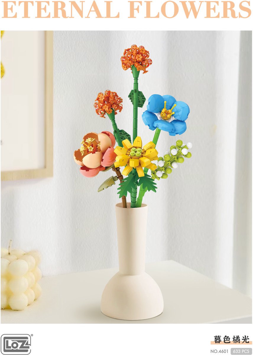 LOZ - Eternal Flowers - Rose Sunflower | Mini Block Plant Set | Build and Create | Home Decoration | Happy Valentine | Gift | No. 4601