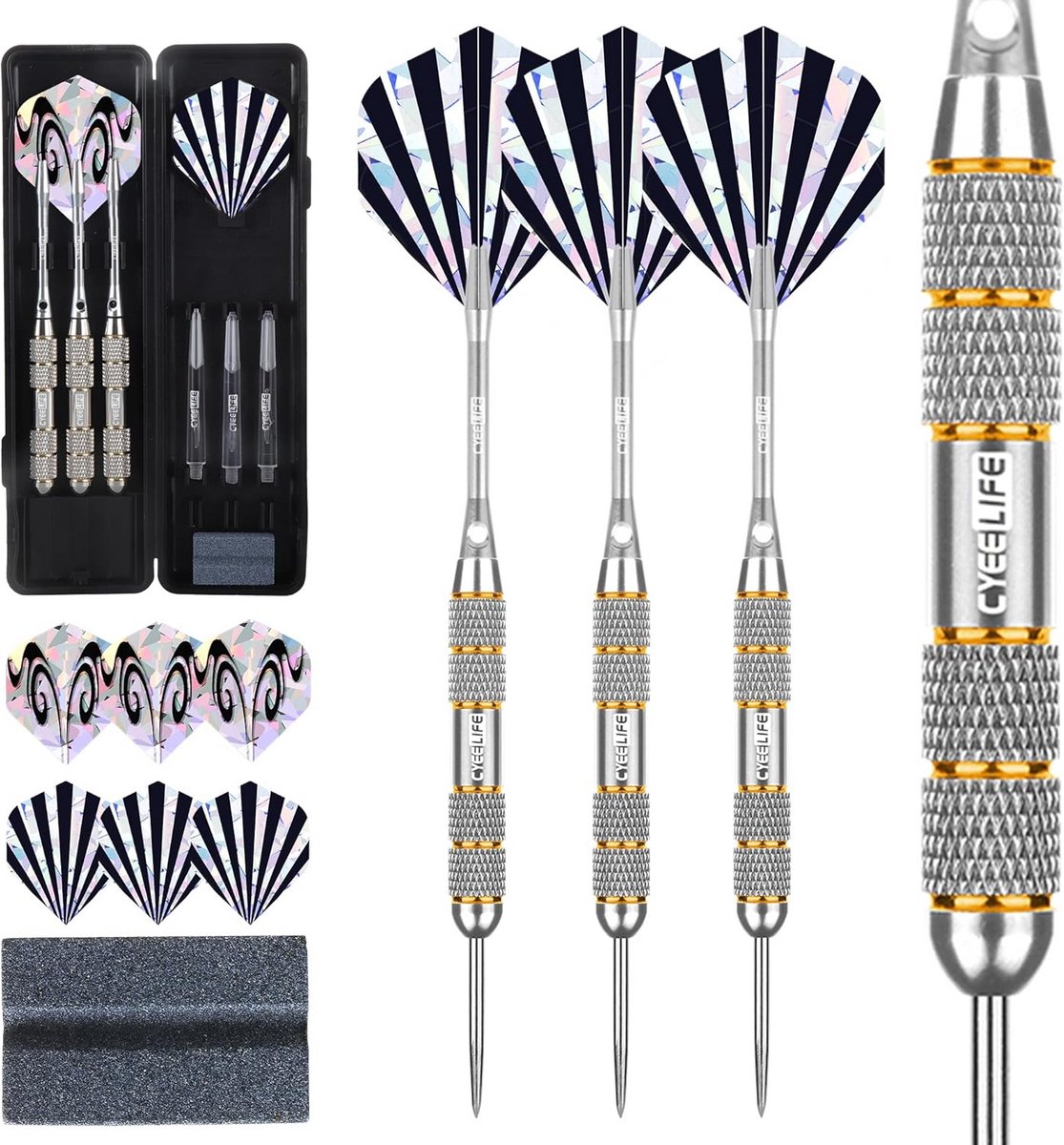 Set van 3 Stalen Dartpijlen 24 Gram met Metalen Punten
