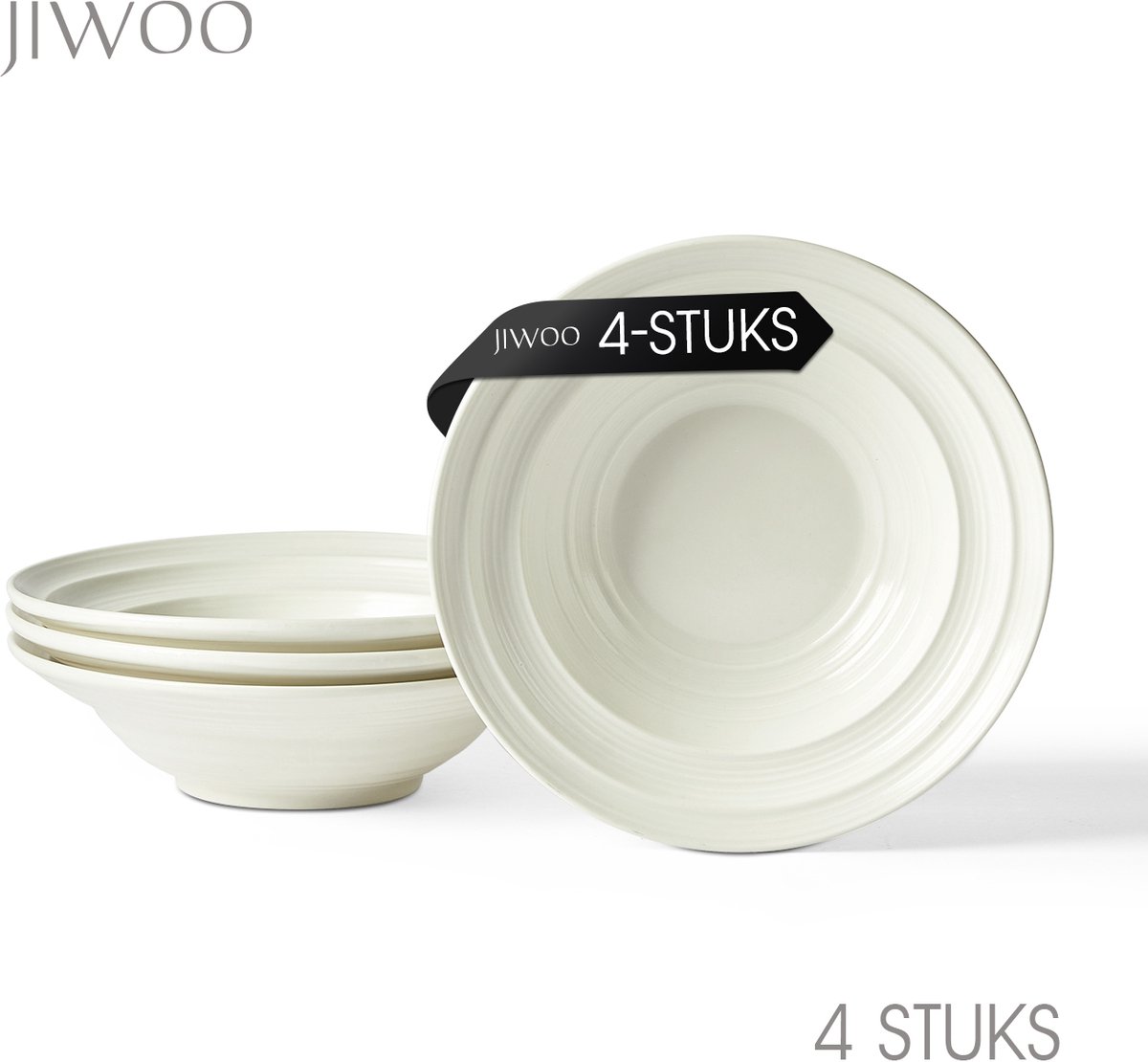 Pastabord set van 4 (Ø21,2cm / 8,5inch), Diep bord, Soepborden, Serviesset 4 persoons, Geschikt voor restaurants, hotels, banketten, familiefeesten, en picknicks, Magnetron-vaatwasserbestendig, Keramiek