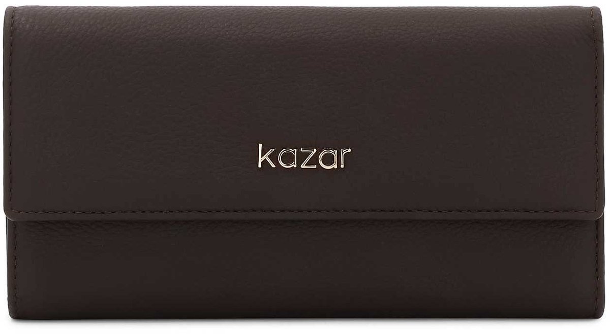 Brown leather wallet with logo