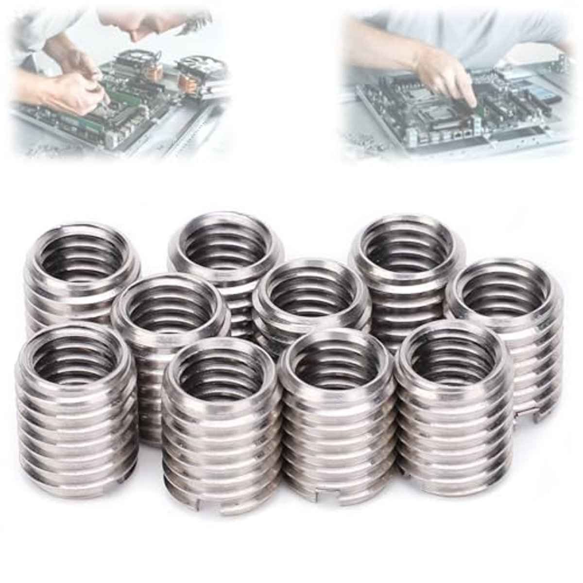 Spiraalvormige Schroefdraadinzetstukken, Draadreparatie-inzetstuk Binnendraad M8 X 1,25, Buitendraad M10 X 1,5 Inzetmoer Draadreparatie voor Productie van Mechanische Apparatuur