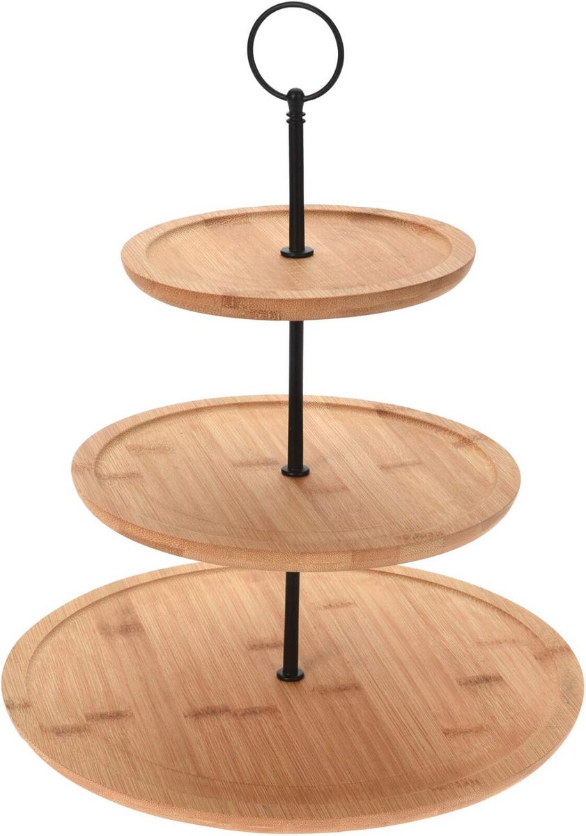 Etagère met 3 verdiepingen van Bamboe - Serveerschaal & Standaard voor Snacks en Taart