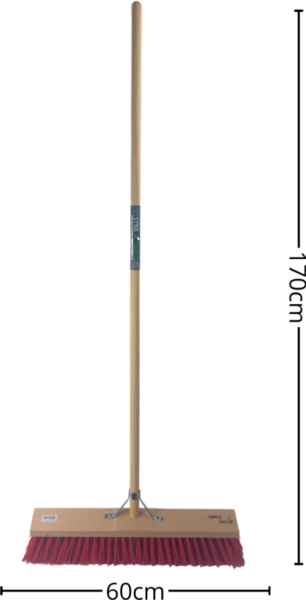 Synx Tools Buiten Bezem - Nylon - 60cm - Bezems - Straatbezem Kunststof haren -Bezemsteel - Schrobborstels - Buitenbezem - schoonmaakartikelen - Steel 160 cm van Synx Tools — afbeelding 4