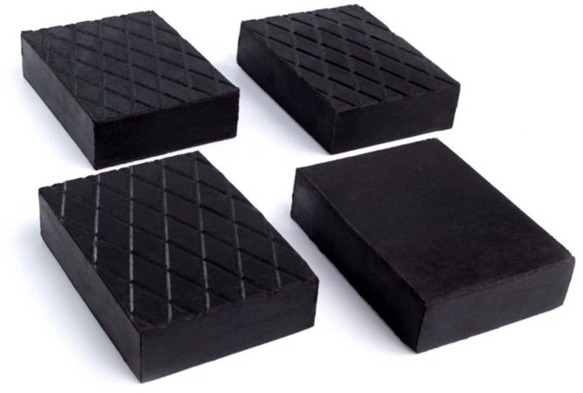 Rubberblokken – Set van 4 – 160×120×40 mm, Massief Geprofileerd Rubber, Voor Alle Hefplatforms