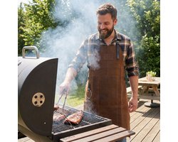 Beagles Leren BBQ Schort – Barbecue Schort Mannen – Kookschort – Cognac - Bruin