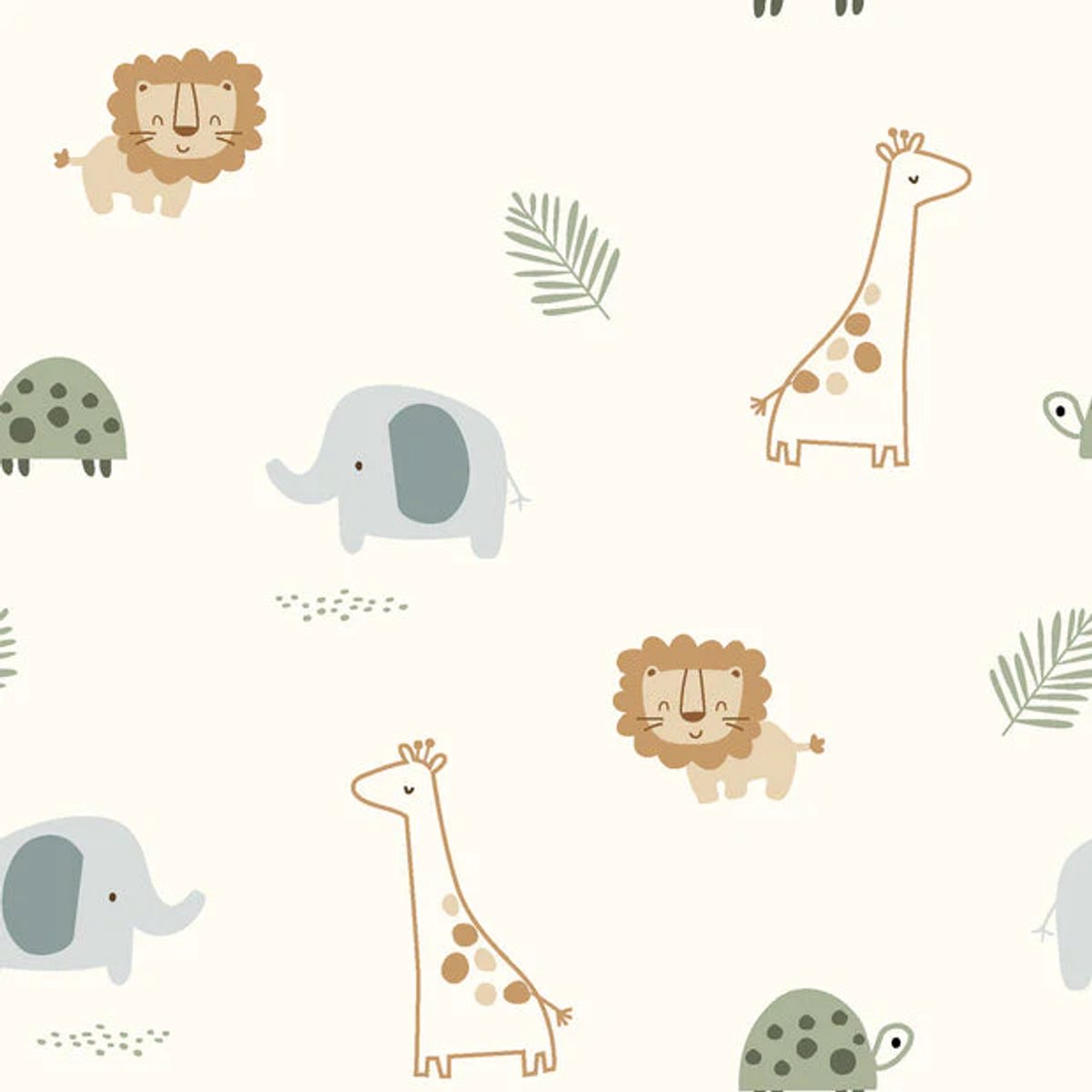 Wikkeldeken - Omslagdoek - Badcape - Beige - Safari Dieren - 70x70cm / Baby Creaties