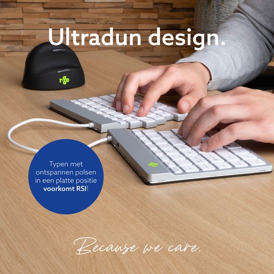 R-Go Split Break clavier ergonomique, compact design, avec logiciel de pause, ultra-mince, Bluetooth 5.0, Mode QWERTY (US), sans fil, blanc